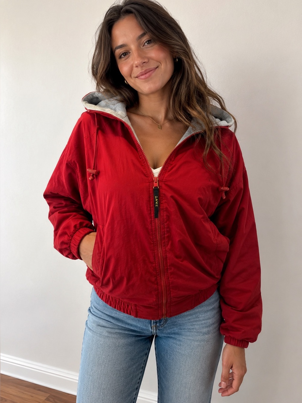 Vintage women’s GAME SPORTSWEAR style 980 JACKET gray LINER RED shell XSMALL